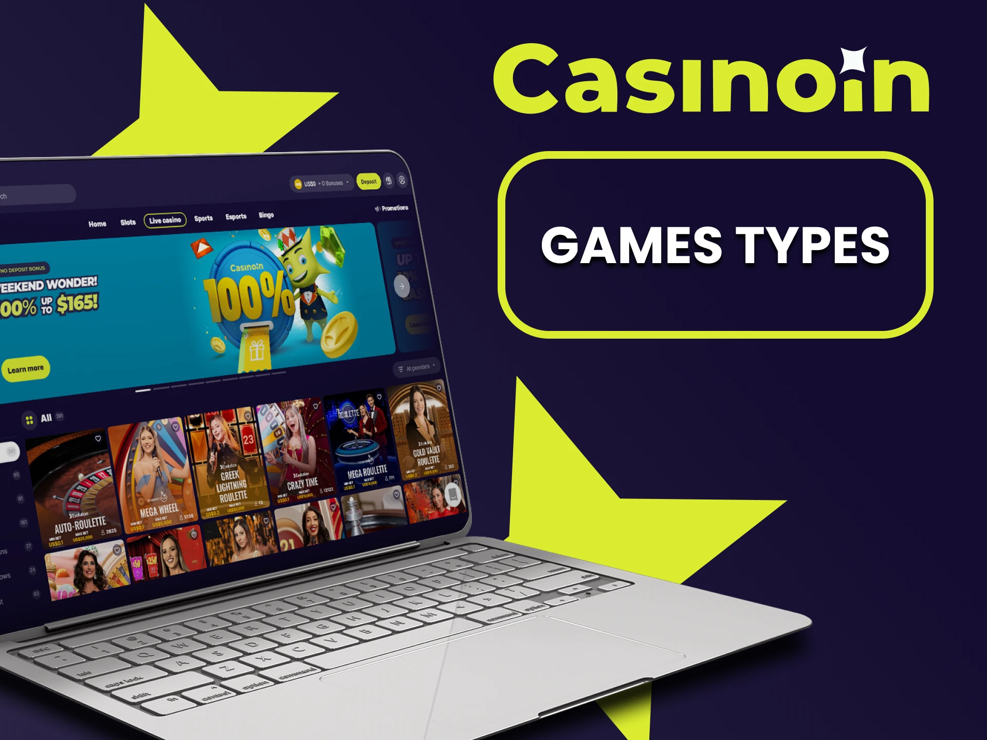 We will tell you what games are available at Casinoin.